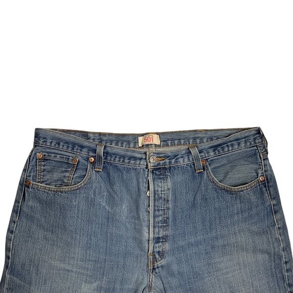 Levi's 501 Straight Leg Button Fly Mens Jeans Tag W42 L32 Blue Straight -W42xL - Picture 6 of 12